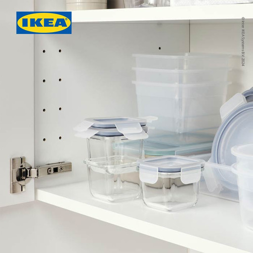 IKEA 365+ Tempat Makanan 180mL Dengan Tutup Kaca Set Isi 3pcs