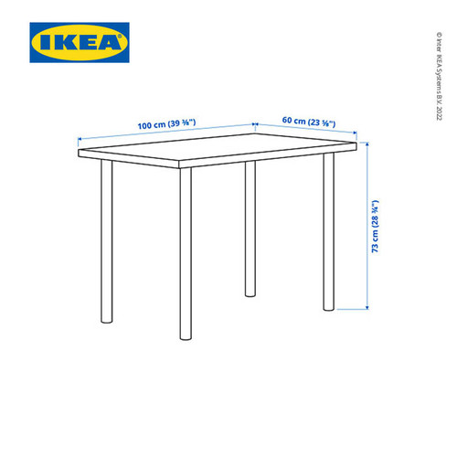 IKEA LINNMON Meja Minimalis Berkualitas Putih 100x60 cm