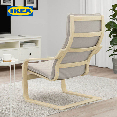 IKEA POANG Kursi Berlengan Veneer Kayu Untuk Santai Krem Muda
