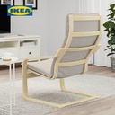 IKEA POANG Kursi Berlengan Veneer Kayu Untuk Santai Krem Muda