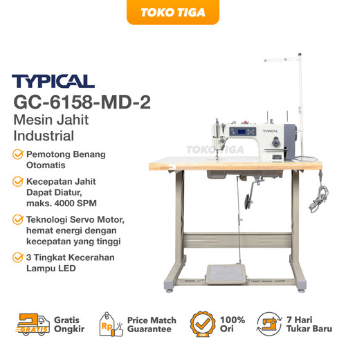 Mesin Jahit TYPICAL GC-6158-MD-2 (Jarum 1 Servo + Potong Benang Auto)
