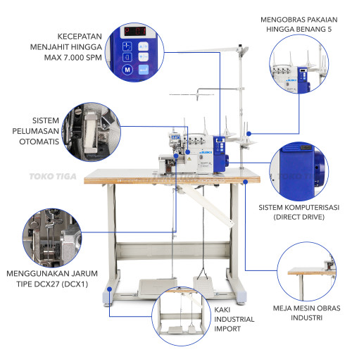 Mesin Obras Benang 5 JUKI MO6816S-DD10K / MO 6816S DE4 Heavy (Servo)