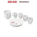 AZKO Delicia Set 12 Pcs Perlengkapan Makan Porcelain Dinner Set Plate Aesthetic Eating Utensils Peralatan Makan Set Piring Gelas Mangkok