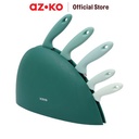 AZKO Kris Set 6 Pcs Pisau Dapur Dengan Block Penyimpanan - Hijau Knife Block Set Multifunctional Cooking Knife Alat Pemotong Serbaguna Piso Tajam Kitchen Tools Peralatan Masak