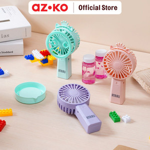 AZKO Ataru Kipas Angin Portable Rechargeable Dengan Gelembung - Hijau Handheld Fan Kipas Mini Travel Serbaguna Penyejuk Udara