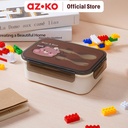 AZKO Ataru 1.2 ltr Kotak Makan Dengan Sendok & Garpu - Cokelat Lunch Box Food Grade Food Box Kotak Bekal Makan Wadah Makanan