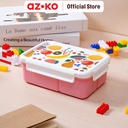 AZKO Ataru 1.3 ltr Kotak Makan 3 Sekat Fruit Mix - Pink Lunch Box Food Grade Food Box Kotak Bekal Makan Wadah Makanan