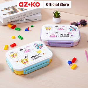 AZKO Ataru 1 ltr Kotak Makan 4 Sekat - Kuning/Hijau Lunch Box Food Grade Food Box Kotak Bekal Makan Wadah Makanan