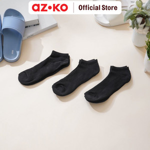 AZKO Ataru Set 3 Pasang Kaus Kaki Pria Ankle Basic - Hitam Men Sockskaus Kaki Pendek Cowokkaos Kaki Ankle Shoespenghangat Kaki