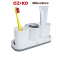 AZKO Ataru Set Tempat Sikat Gigi Triangle - Putih/Abu-Abu Toothbrush Holder Organizer Alat Pembersih Gigi Wadah Odol Aksesoris Kamar Mandi