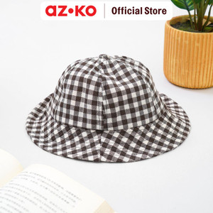 AZKO Ataru Topi Anak Bucket Gingham - Cokelat Tua Aksesoris Kepalakids Bucket Hattopi Anak Anak Lucu