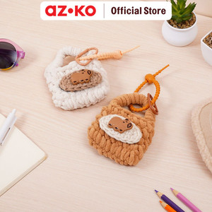 AZKO Ataru Gantungan Kunci Knitted Capybara Series Random Tws Pouch Key Chain Penanda Kunci Serbaguna Key Ring Accessories
