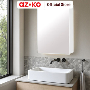 AZKO Fosa Kabinet Dinding Kamar Mandi Dengan Cermin - Putih Organizer Serbaguna Rak Sabun Shampoo Tempat Peralatan Mandi Bathroom Wall Cabinet