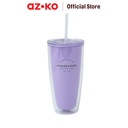 AZKO Ataru 750 ml Botol Minum Double Wall Dengan Sedotan Ps Pp wadah minuman food grade botol tumbler bening double wall drinkware water bottle travel