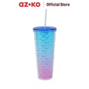 AZKO Ataru 720 ml Tumbler Double Wall Dengan Sedotan Ps Pp wadah minuman food grade botol tumbler bening double wall drinkware water bottle travel
