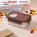 AZKO Ataru 1.2 ltr Kotak Makan 2 Sekat Dengan Sendok & Garpu - Cokelat Muda lunch box food grade food box kotak bekal makan wadah makanan