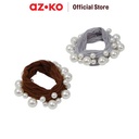 AZKO Ataru Set 2 Pcs Ikat Rambut Dengan Pearl - Abu-Abu/Hitam hair tie aksesoris karet rambut cewek scrunchy wanita motif scrunchies lucu