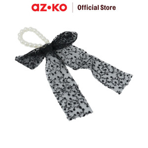 AZKO Ataru Ikat Rambut Pearl Dengan Tille - Putih / Hitam hair tie aksesoris karet rambut cewek iket rambut wanita