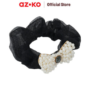 AZKO Ataru Ikat Rambut Pearl Dengan Pendant - Putih / Hitam hair tie aksesoris karet rambut cewek iket rambut wanita