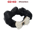 AZKO Ataru Ikat Rambut Pearl Dengan Pendant - Putih / Hitam hair tie aksesoris karet rambut cewek iket rambut wanita