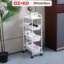 AZKO Stora Rak Troli 4 Tingkat Slim Frame Metal - Putih tempat penyimpanan multifungsi storage trolley wheels rack perlengkapan rumah tangga