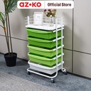 AZKO Stora Rak Troli 5 Tingkat Dengan Keranjang Frame Metal - Hijau tempat penyimpanan multifungsi storage trolley wheels rack perlengkapan rumah tangga