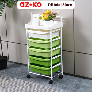 AZKO Stora Rak Troli 5 Tingkat Dengan Handle Frame Metal - Hijau tempat penyimpanan multifungsi storage trolley wheels rack perlengkapan rumah tangga
