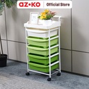 AZKO Stora Rak Troli 5 Tingkat Dengan Handle Frame Metal - Hijau tempat penyimpanan multifungsi storage trolley wheels rack perlengkapan rumah tangga