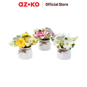 AZKO Forhom 15 cm Tanaman Artifisial Lily Tea Flowers Dengan Pot Random tumbuhan buatan bunga hias cantik sintetis tanaman artificial dekorasi flower pajangan rumah serbaguna hiasan properti foto