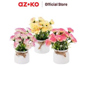 AZKO Forhom 14 cm Tanaman Artifisial Carnation Dengan Pot Random tumbuhan buatan bunga hias cantik sintetis tanaman artificial dekorasi flower pajangan rumah serbaguna hiasan properti foto