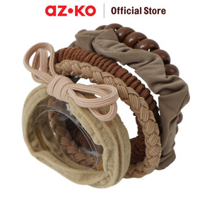 AZKO Ataru Set 5 Pcs Ikat Rambut Box Combination - Cokelat Taupe hair tie aksesoris karet rambut cewek iket rambut wanita