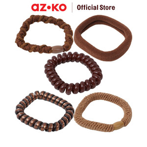 AZKO Ataru Set 5 Pcs Ikat Rambut Box Combination - Cokelat hair tie aksesoris karet rambut cewek iket rambut wanita