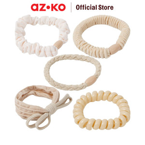AZKO Ataru Set 5 Pcs Ikat Rambut Box Combination - Krem hair tie aksesoris karet rambut cewek iket rambut wanita