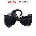 AZKO Ataru Ikat Rambut Pearl Dengan Ribbon - Hitam hair tie aksesoris karet rambut cewek iket rambut wanita