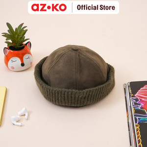 AZKO Ataru Topi Brimless Knit Beanie Hat Tutupan Kepala Aksesoris Kepala Fashion Wanita Pria