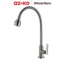 AZKO Fosa 1/2 inci Keran Dapur Table Fleksibel Stainless Steel - Silver Kitchen Sink Faucet Peralatan Dapur Kran Air Wastafel
