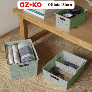 AZKO Stora Terra Keranjang Penyimpanan - Hijau Storage Basket Kotak Penyimpanan Serbaguna Bin Organizer Tempat Simpan Barang