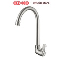 AZKO Fosa Keran Dapur Dinding Stainless Steel - Silver Kitchen Sink Faucet Peralatan Dapur Kran Air Wastafel