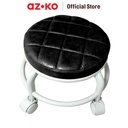 AZKO Soleil Almond Bangku Dengan Roda Low Rolling Stool Stool With Cushion Tempat Duduk Empuk Serbaguna Bangku Cafe Hotel Furniture Interior Rumah