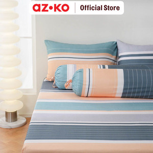 AZKO Sleeplite Set Seprai Microfiber Stripe Joel Sprei Motif Seprai Aesthetic Seprei Sheet Set Bed Sheet Aksesoris Tempat Tidur Set Sarung Bantal Sarung Guling