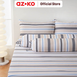 AZKO Sleeplite Set Seprai Microfiber Stripe Jesse Sprei Seprai Aesthetic Seprei Sheet Set Bed Sheet Aksesoris Tempat Tidur Set Sarung Bantal Sarung Guling