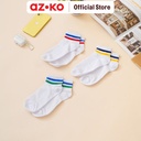 AZKO Ataru Set 3 Pasang Kaos Kaki Stripes Unisex Socks Kaos Kaki Pendek Olahraga School Socks