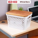AZKO Stora Keranjang Penyimpanan Diamond Dengan Tutup Acacia Storage Basket Kotak Penyimpanan Serbaguna Bin Organizer Tempat Simpan Barang