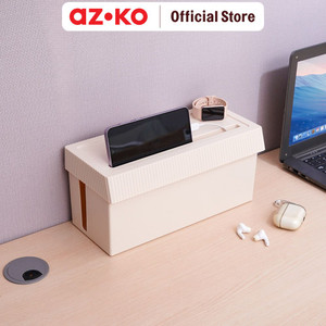 AZKO Stora Kotak Organizer Prnyimpanan Kabel Square Cable Storage Box Organizer Tempat Stop Kontak Kotak Kabel Listrik Charger Dengan Tutup