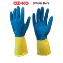 AZKO Proclean Sarung Tangan Panjang Latex - Biru/Kuning Rubber Cleaning Hand Gloves Cleaning Tools Pelindung Tangan Kebersihan Elastis Reusable Anti Slip Gloves