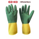 AZKO Proclean Sarung Tangan Panjang Latex - Hijau/Kuning Rubber Cleaning Hand Gloves Cleaning Tools Pelindung Tangan Kebersihan Elastis Reusable Anti Slip Gloves
