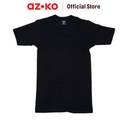 AZKO Alph Tshirt Basic Men Black M Pakaian Kasual Tee Shirt Baju Tanpa Kerah Atasan Lengan Pendek Polos Fashion Pria
