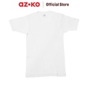 AZKO Alph Tshirt Basic Men White L Pakaian Kasual Tee Shirt Baju Tanpa Kerah Atasan Lengan Pendek Polos Fashion Pria