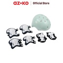 AZKO Berwyn Set Helm & Deker Pelindung - Biru/Hijau Perlengkapan Olahraga Anak Set Pelindung Lutut Dan Siku Skates Scooter Bike Helm And Decker Protector