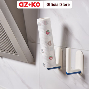 AZKO Stora Holder Tissue Roll Permanen - Putih Tempat Tissue Roll Gantungan Penyimpanan Tisyu Pengait Tisu Tembok Tissue Hook Tempat Gantung Tisue